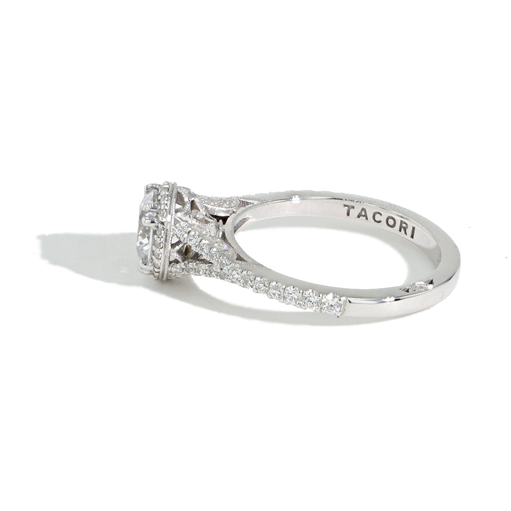 Tacori Dantela Emerald Cut Bloom with Split Shank in Platinum