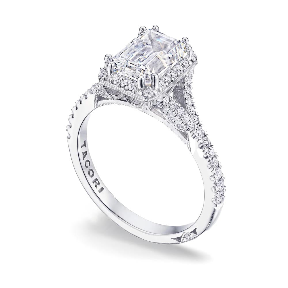Tacori Dantela Emerald Cut Bloom with Split Shank