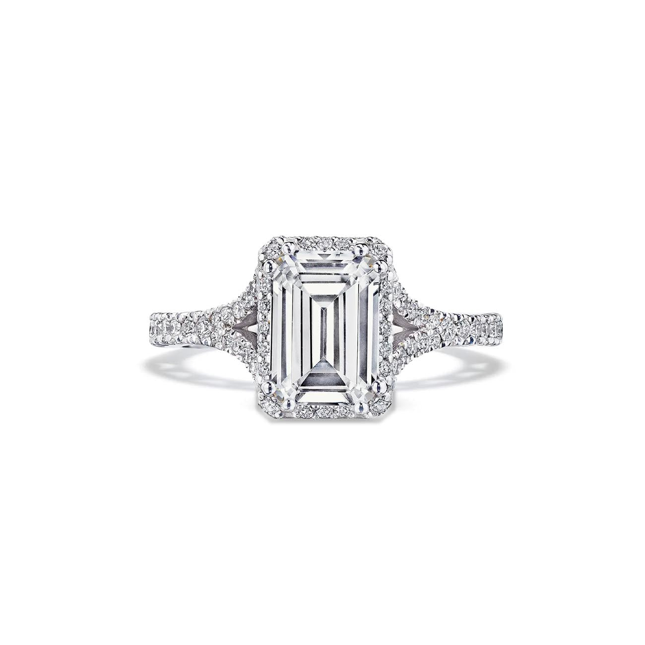 Tacori Dantela Emerald Cut Bloom with Split Shank in Platinum