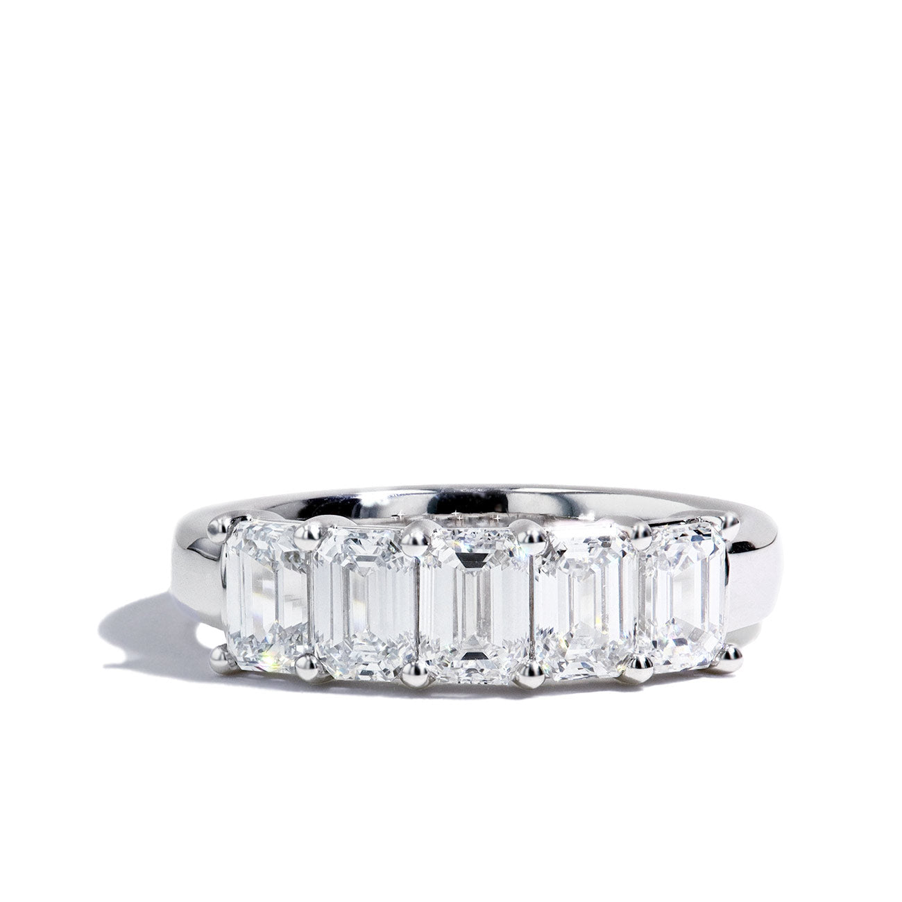 2 Carat Emerald Cut Lab Diamond White Gold Wedding Band