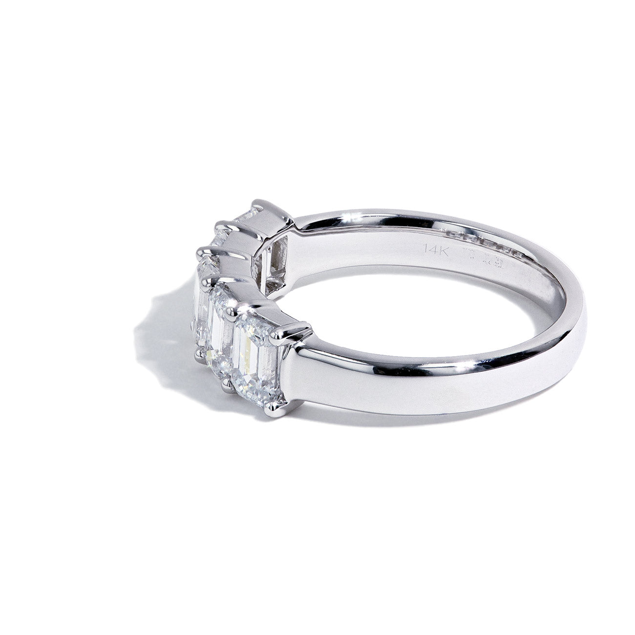 2 Carat Emerald Cut Lab Diamond White Gold Wedding Band