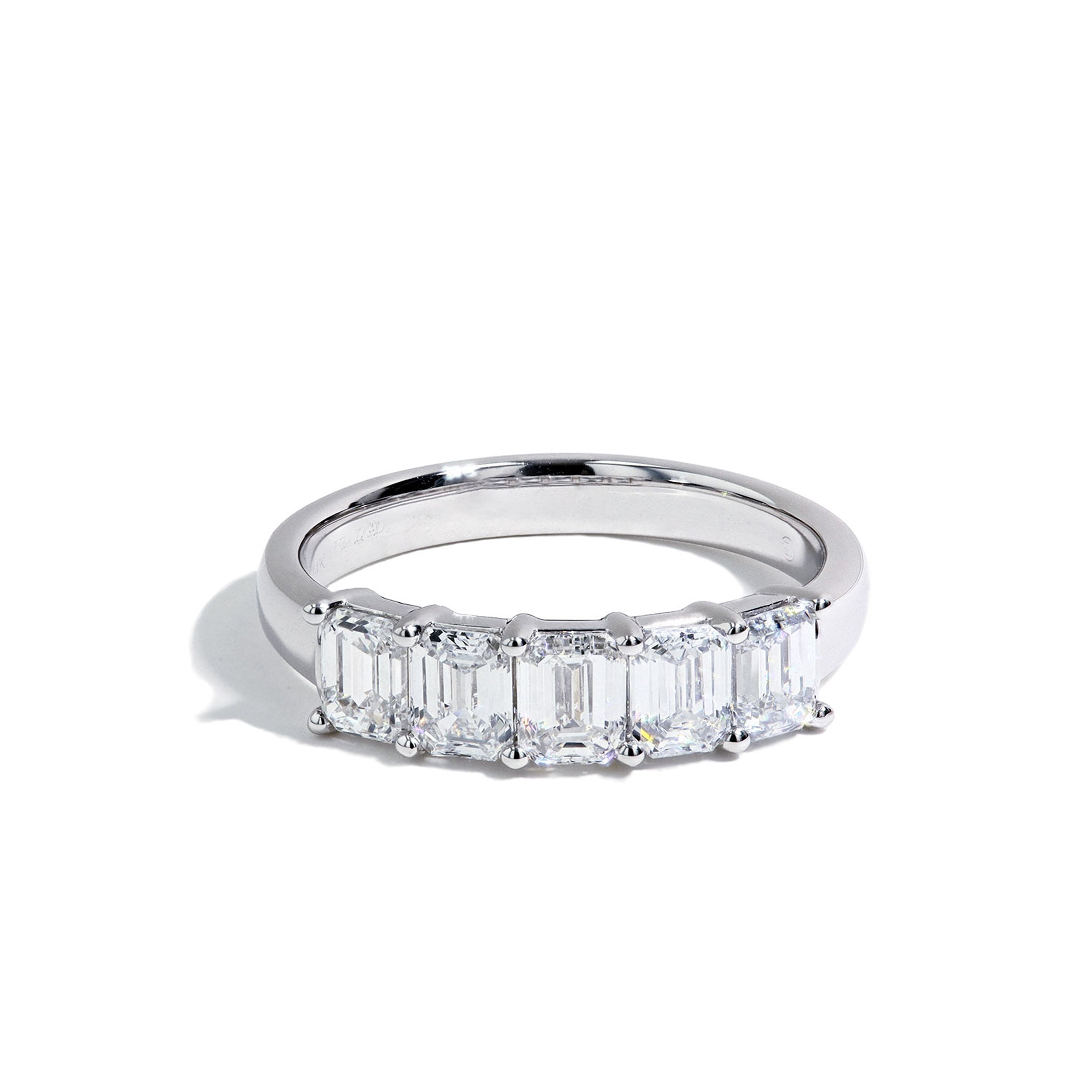 2 Carat Emerald Cut Lab Diamond White Gold Wedding Band