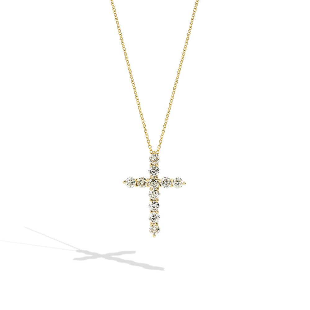 Small Diamond Yellow Gold Cross Necklace - 0.50ctw