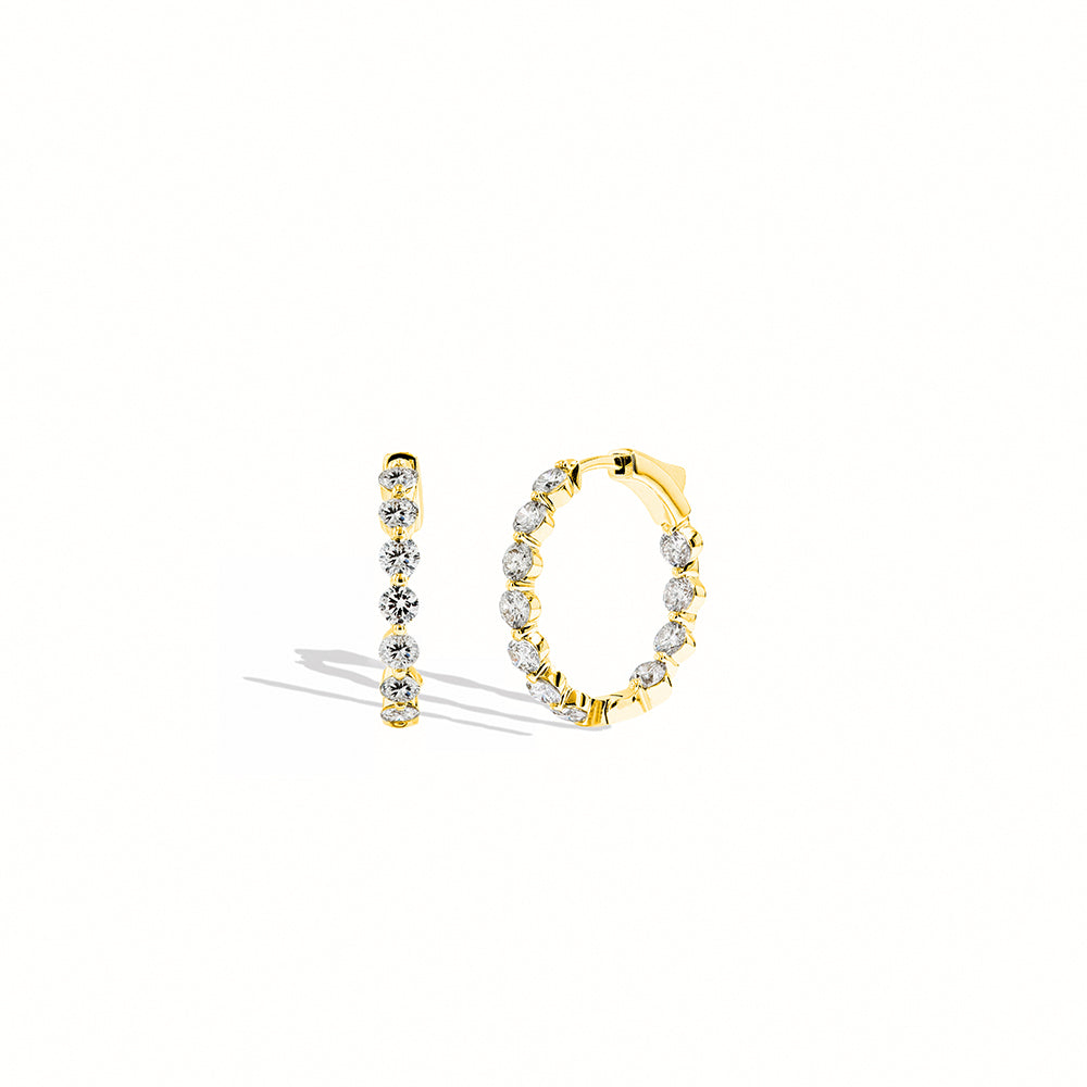 The Yellow Gold Floating Diamond Hoop Earrings - 4 CTW