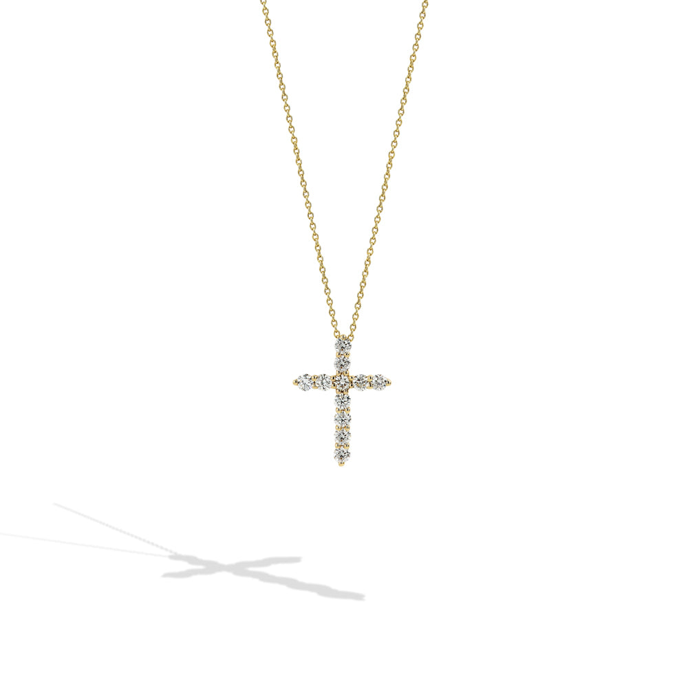 Small Diamond Gold Cross Necklace - 0.50ctw