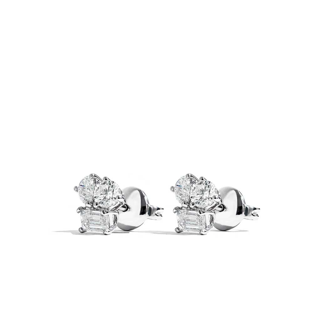 Fancy Shape Diamond Cluster Stud Earrings