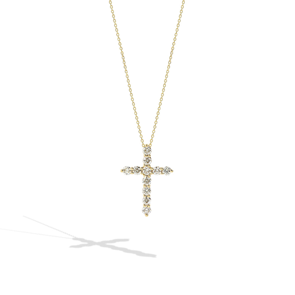 Yellow Gold Diamond Cross Necklace - 1.00ctw
