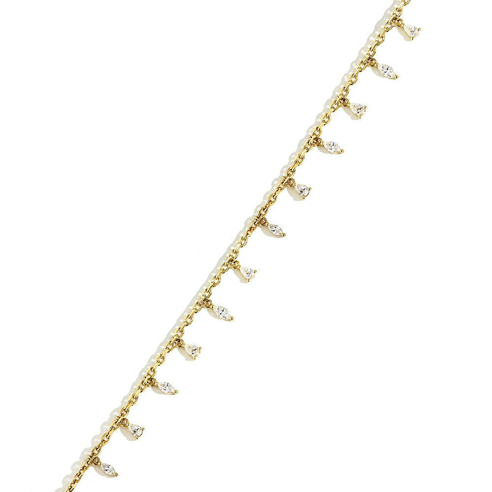 Dangle Mixed Shape Diamond Anklets in Yellow Gold
