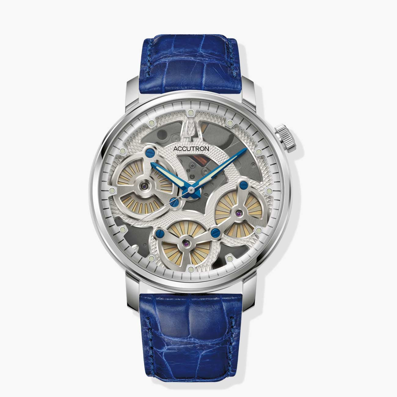 Accutron Spaceview Evolution Electrostatic Watch with Blue Alligator Strap