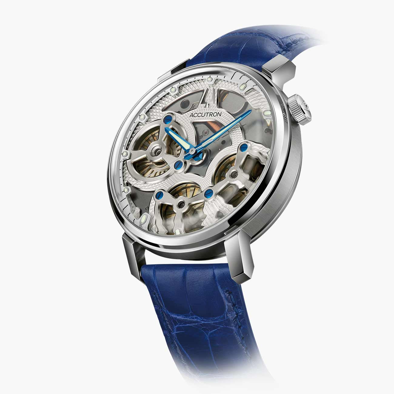 Accutron Spaceview Evolution Electrostatic Watch with Blue Alligator Strap