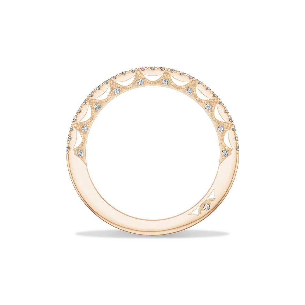 Tacori Lunetta Crescent Halfway French Pave Wedding Band in 18K Rose Gold