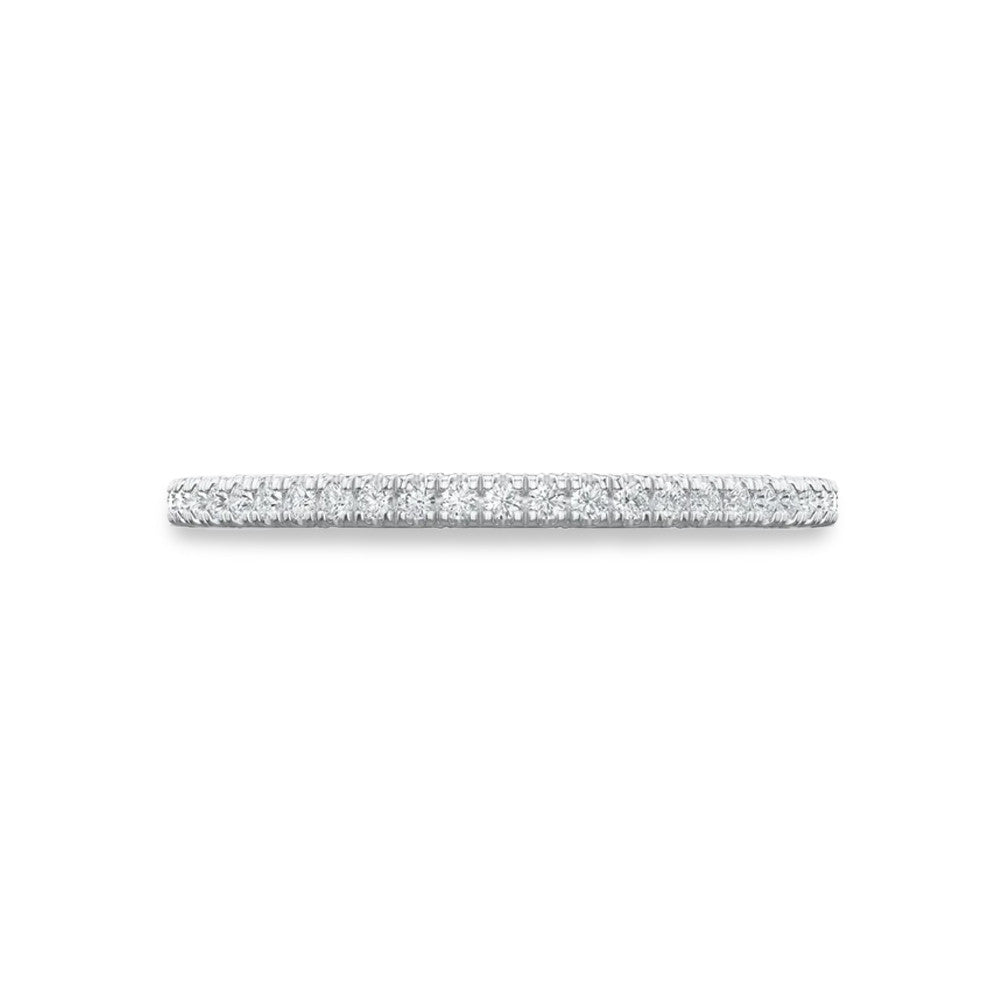Tacori Lunetta Crescent Halfway French Pave Wedding Band in 18K White Gold