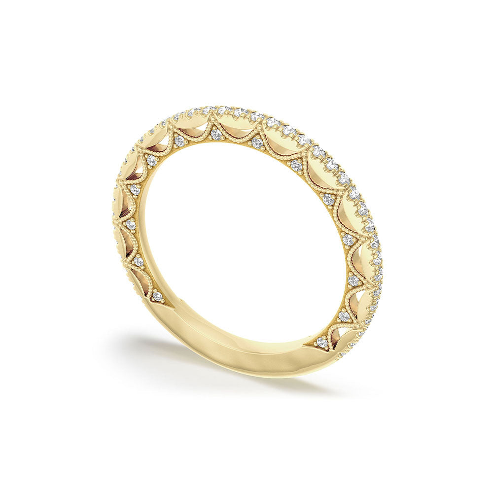 Tacori 3/4 Lunetta French Pave Wedding Band in 18K Yellow Gold
