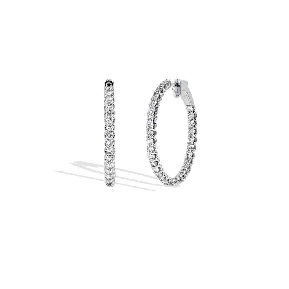 Round Chunky Diamond Hoop Earrings- 3 Carat