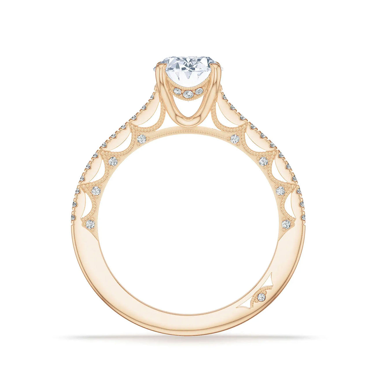 Tacori Lunetta Crescent Oval Halfway Pave Engagement Ring Setting