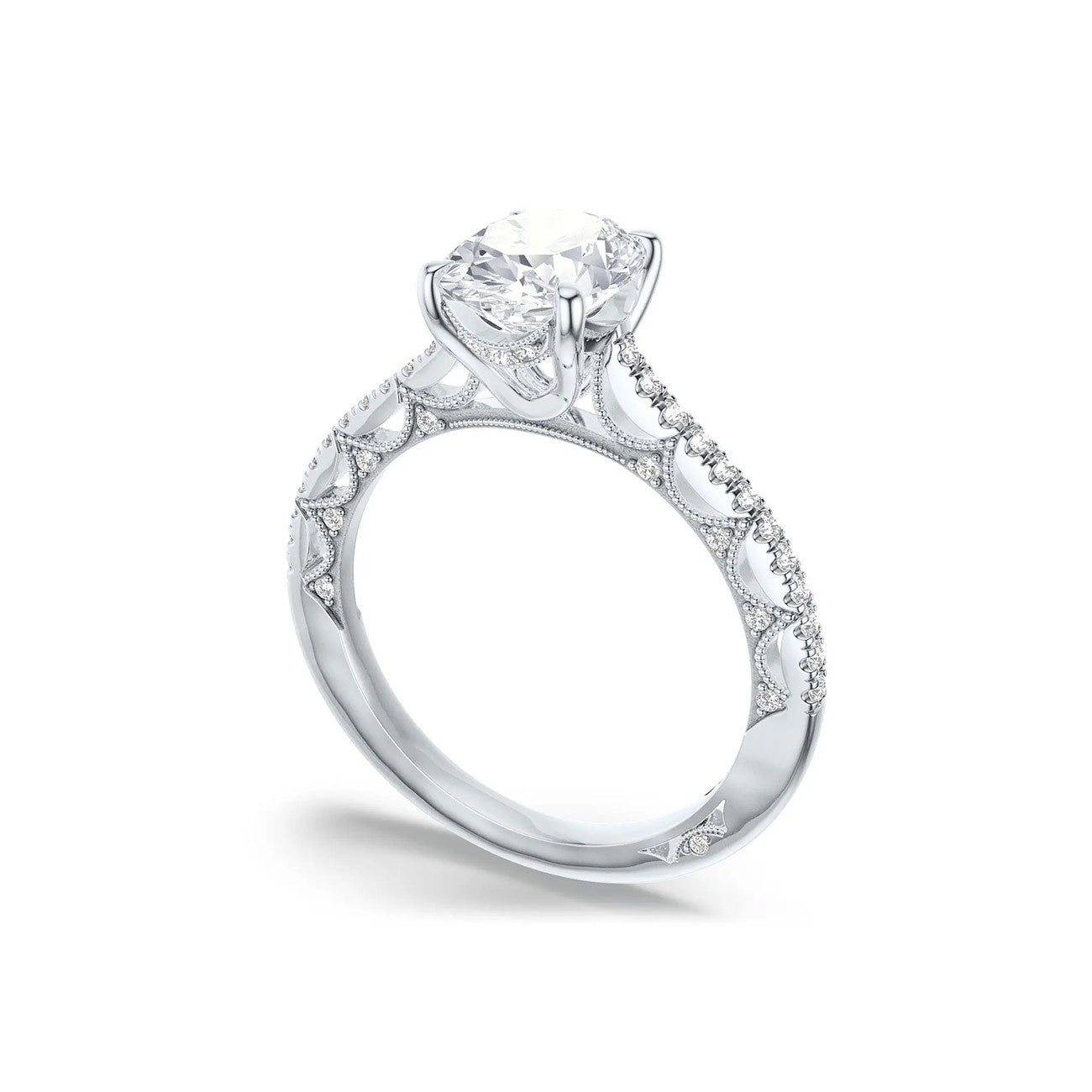 Tacori Lunetta Crescent Oval Halfway Pave Engagement Ring Setting