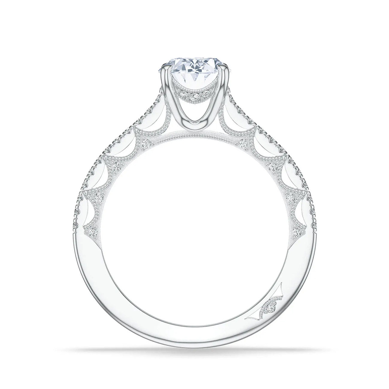 Tacori Lunetta Crescent Oval Halfway Pave Engagement Ring Setting