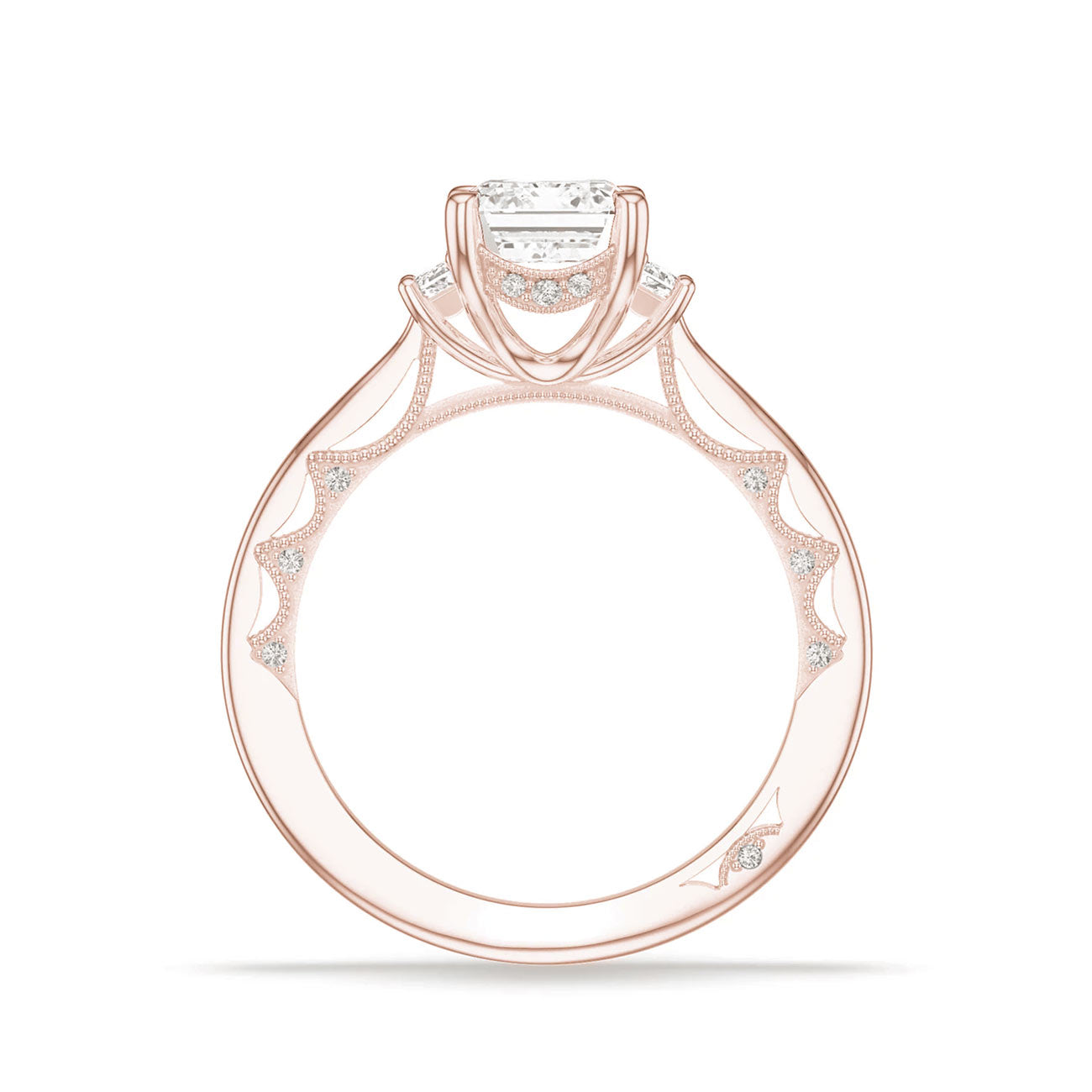 Tacori Lunetta Crescent Three Stone Emerald Engagement Ring Setting