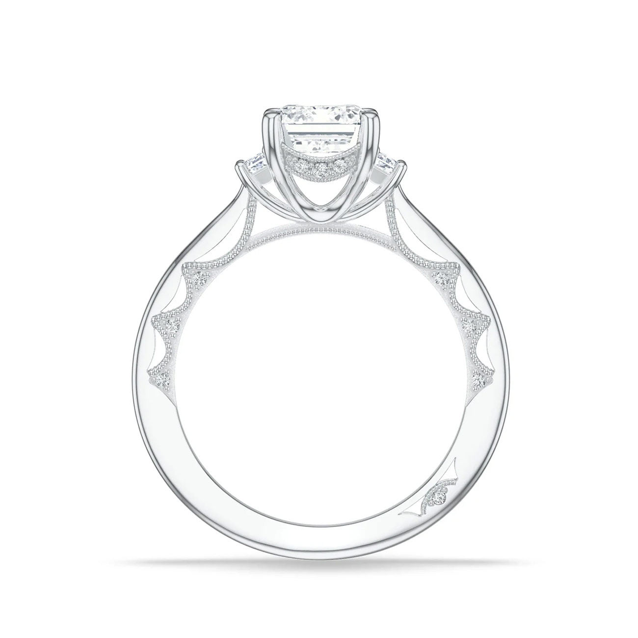 Tacori Lunetta Crescent Three Stone Emerald Engagement Ring Setting