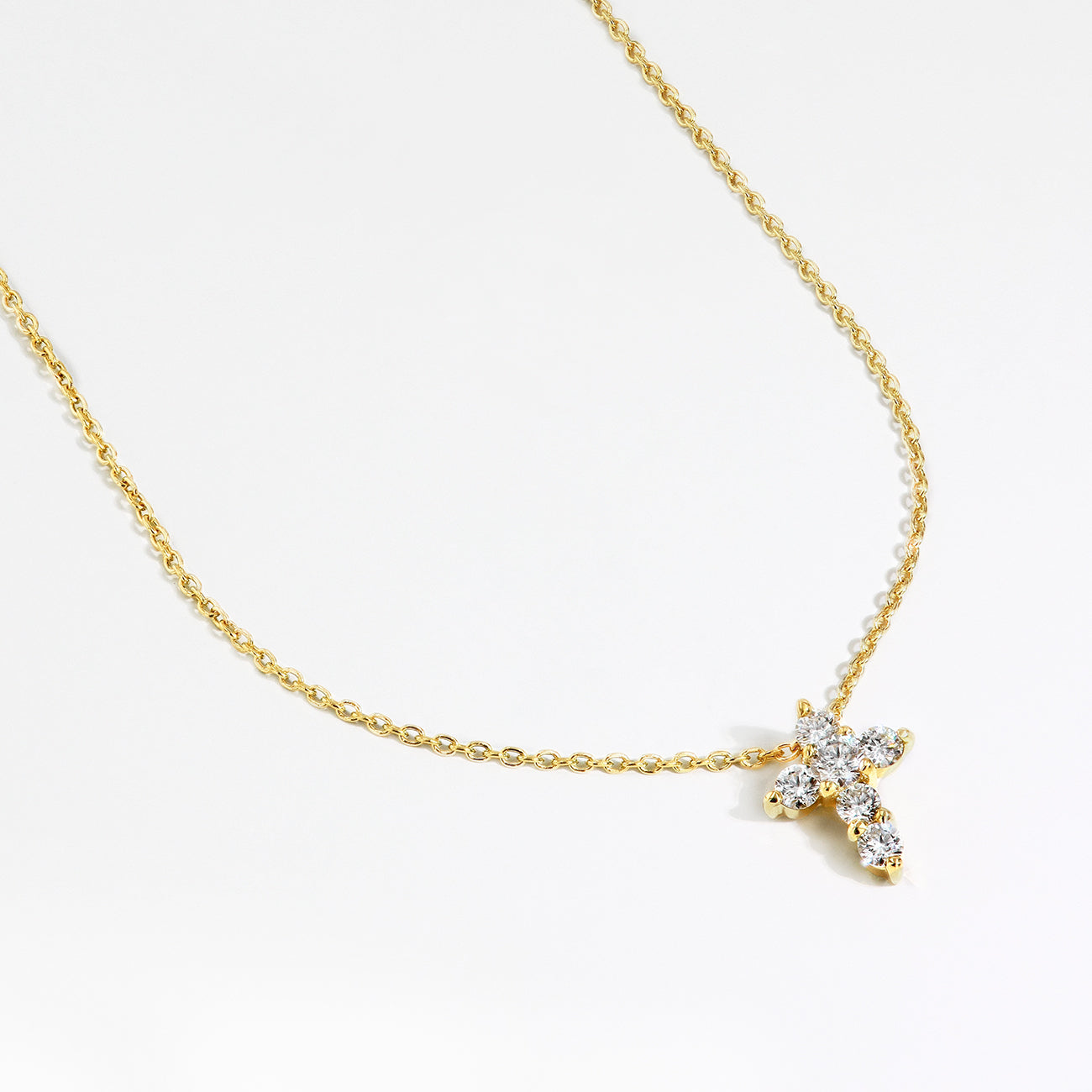 Roberto Coin Tiny Treasures Yellow Gold Diamond Cross Necklace