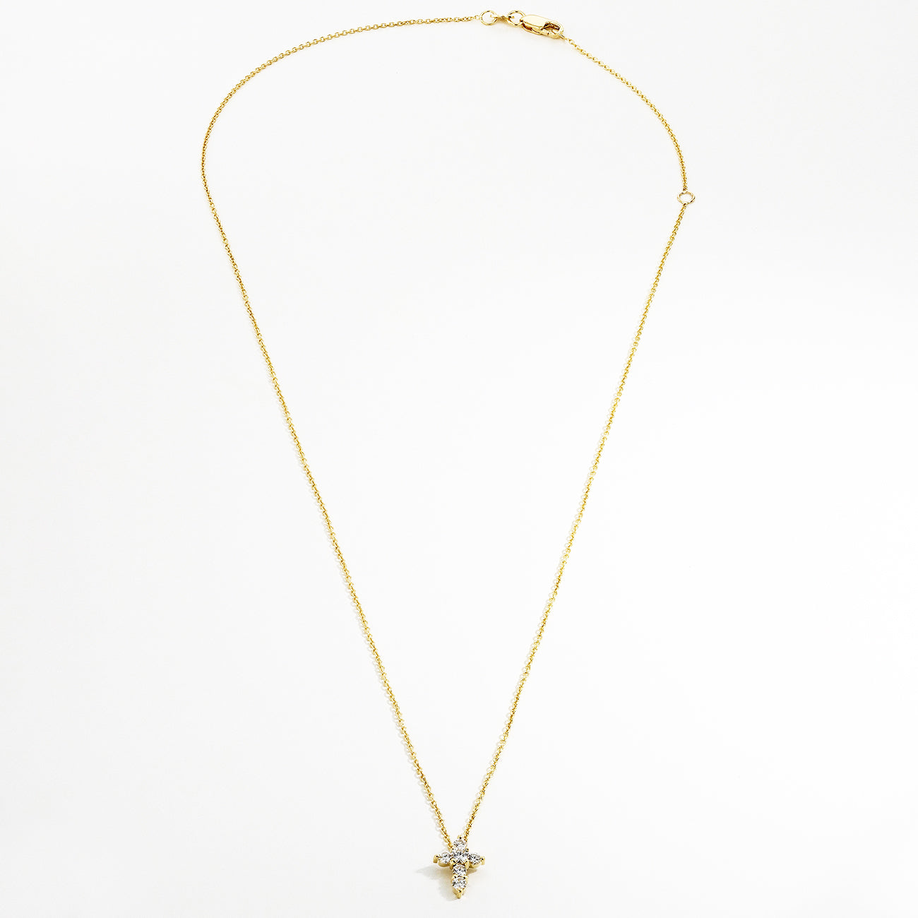 Roberto Coin Tiny Treasures Yellow Gold Small Diamond Cross Pendant Necklace