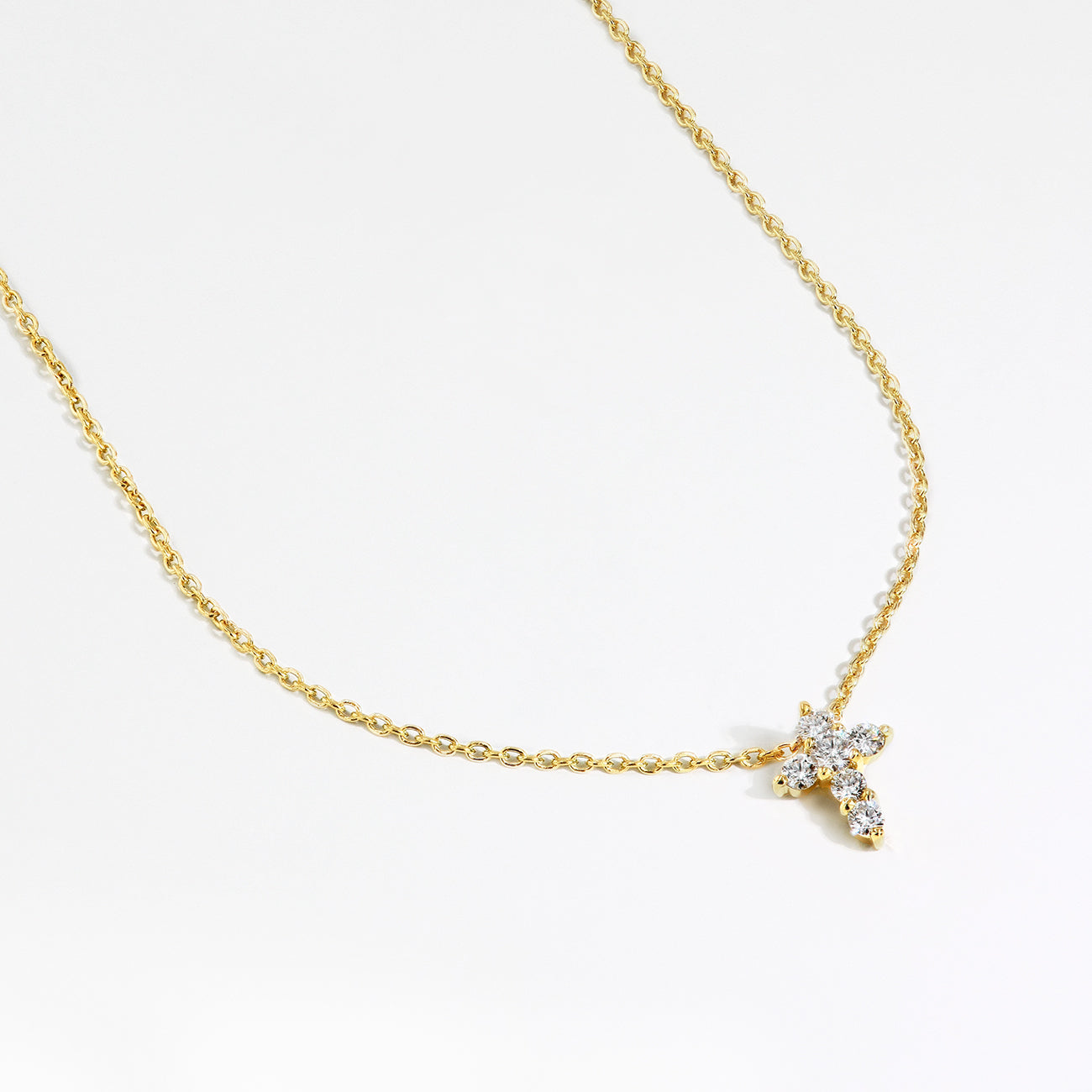 Roberto Coin Tiny Treasures Yellow Gold Small Diamond Cross Pendant Necklace