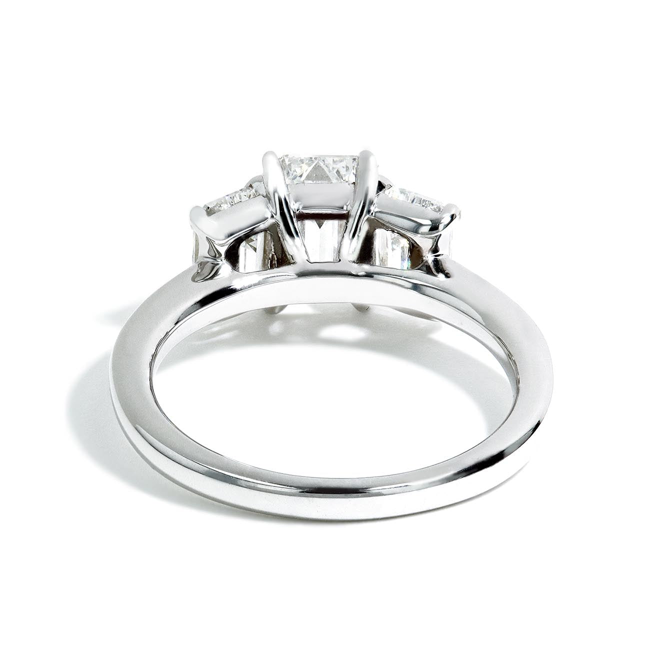 1.52 Carat Lab Grown Emerald Cut Three Stone Engagement Ring