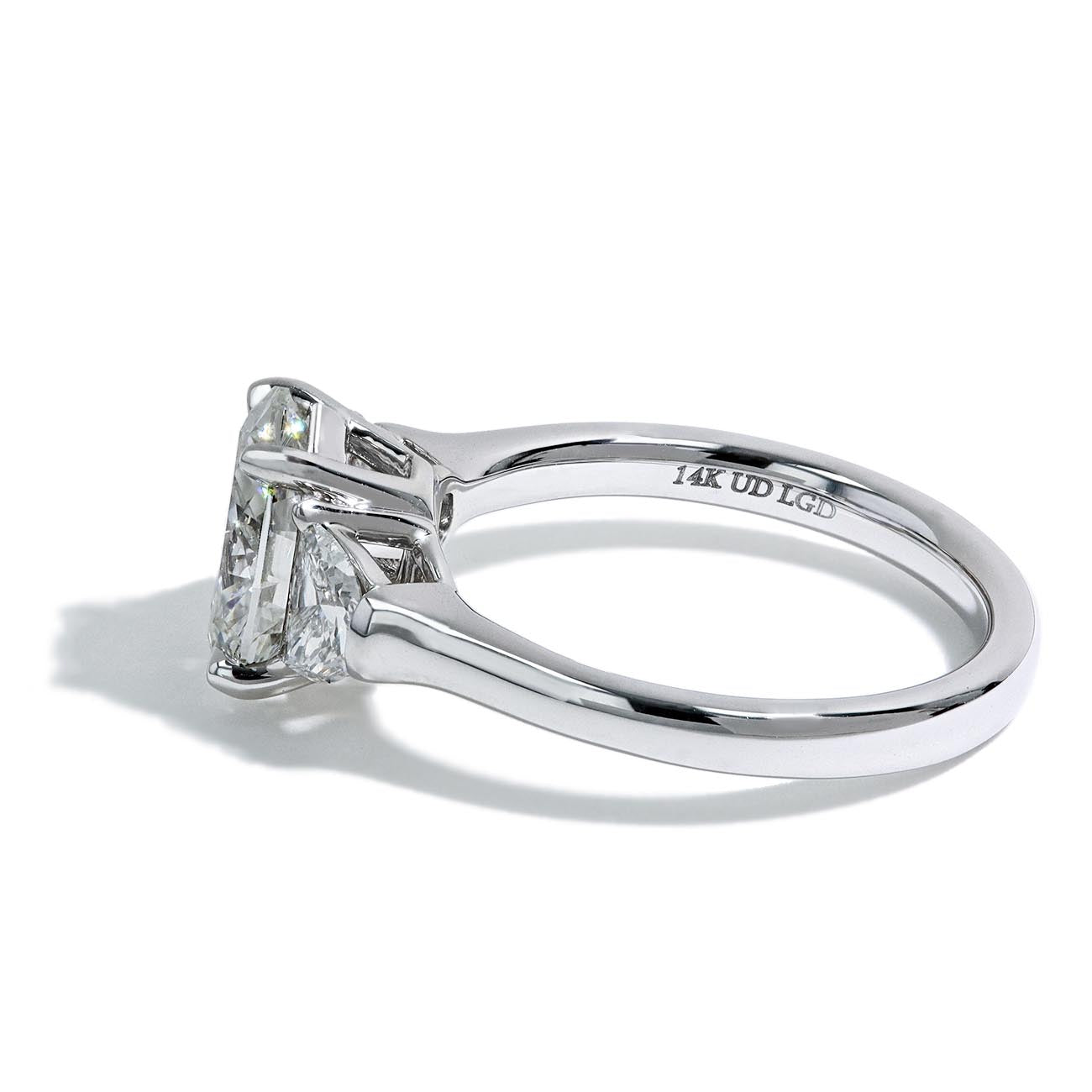 3.01 Carat Oval Lab Grown Three Stone Engagement Ring