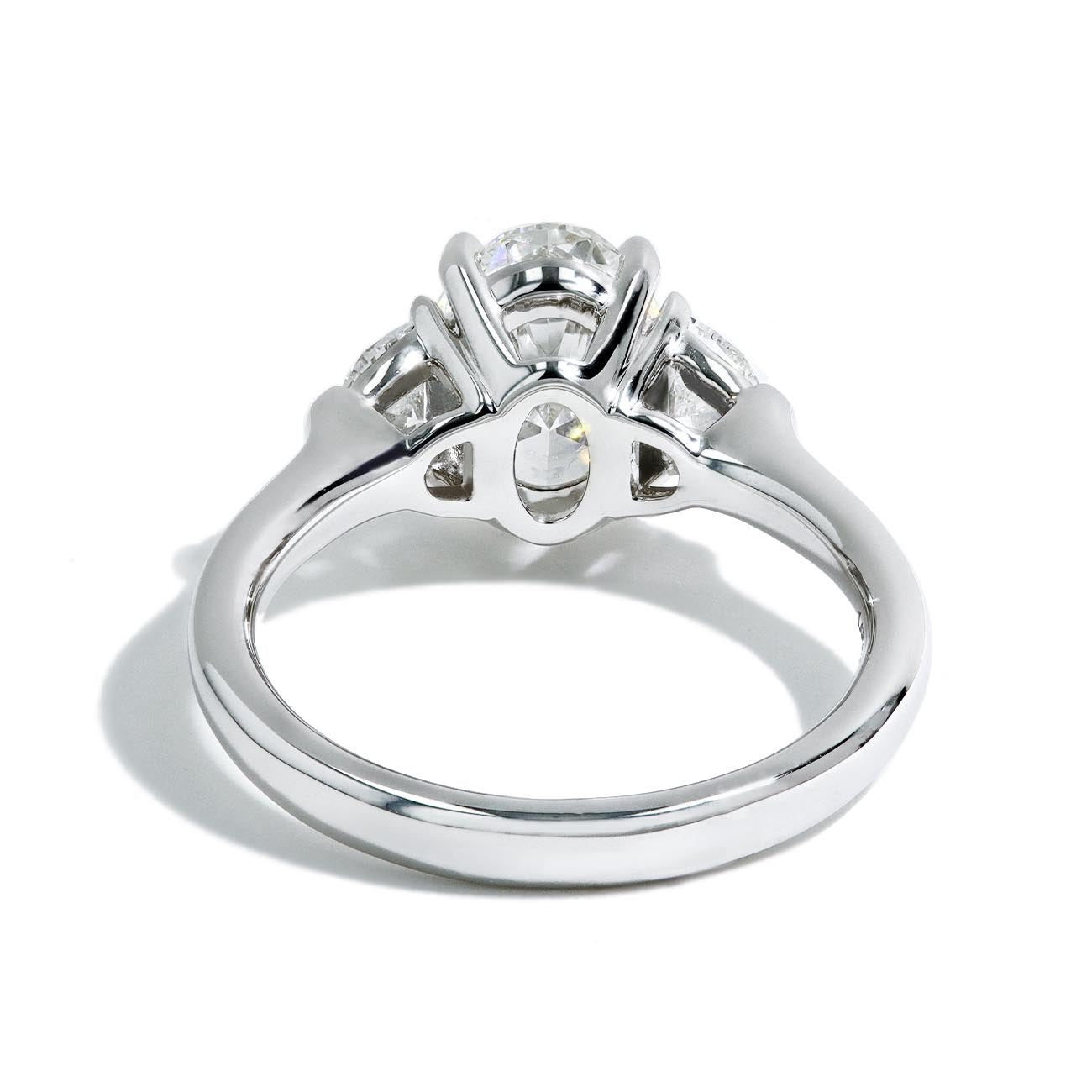 3.01 Carat Oval Lab Grown Three Stone Engagement Ring