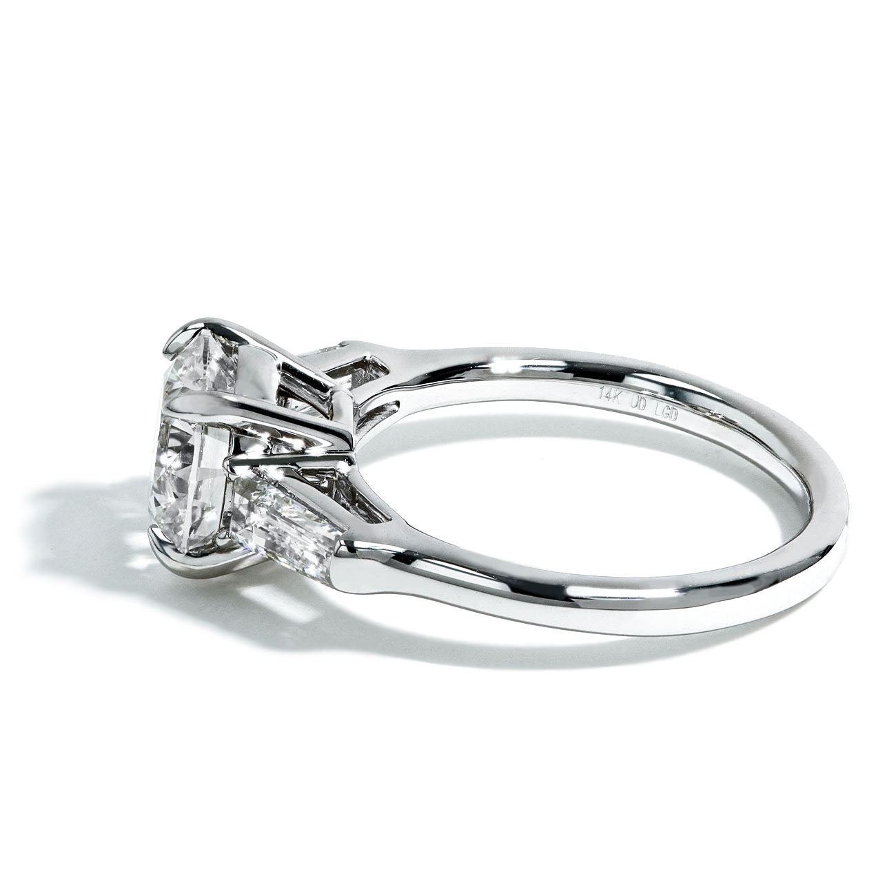 2.57 Carat Lab Grown Round Diamond Three Stone Engagement