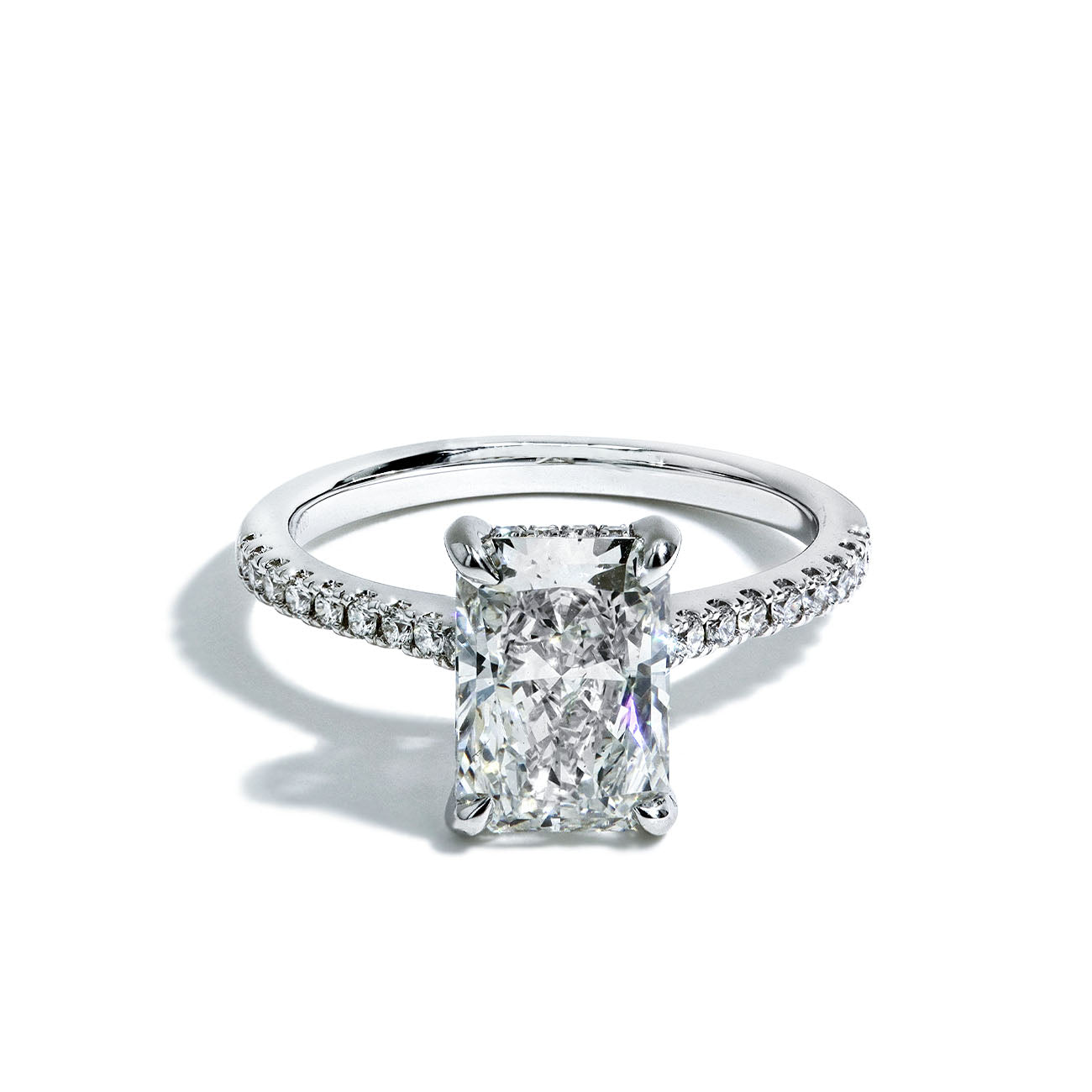 2.52 Carat Lab Grown Radiant Cut Pave Engagement Ring