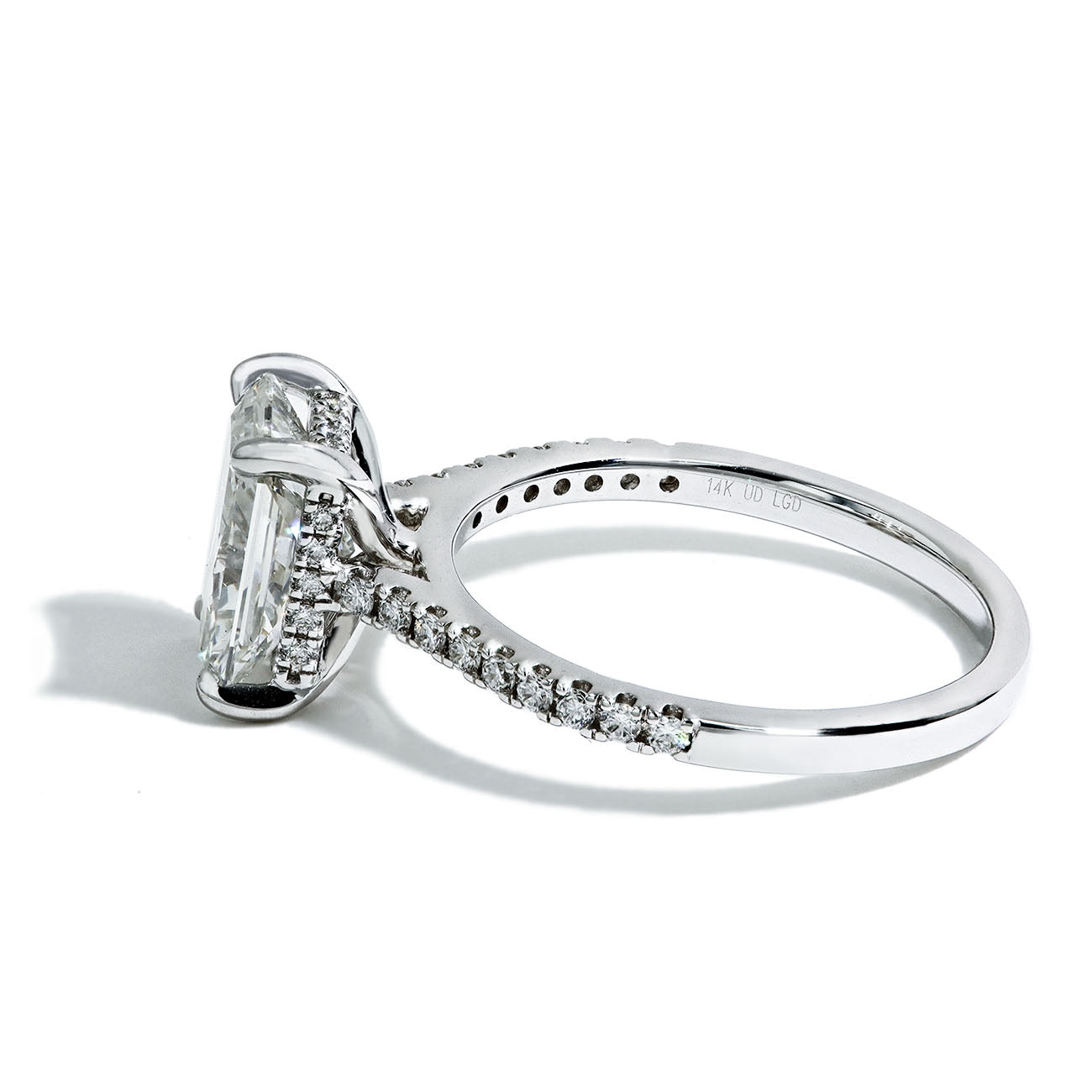 2.52 Carat Lab Grown Radiant Cut Pave Engagement Ring