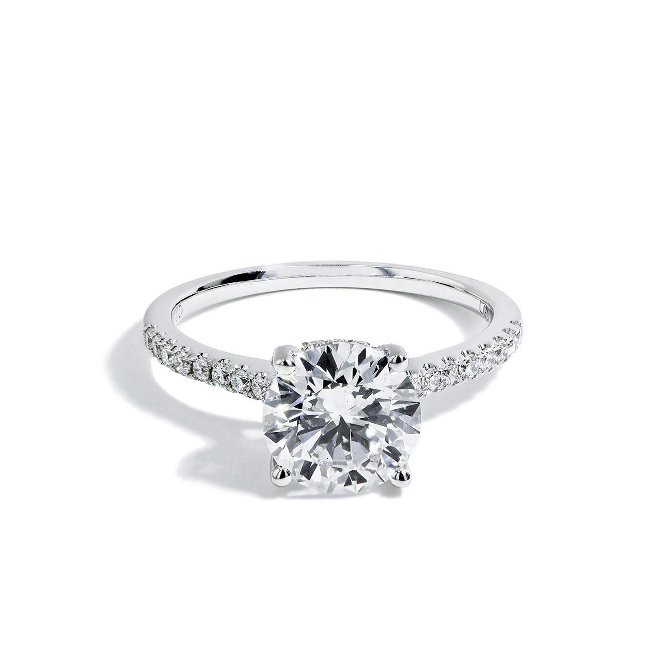3.33 Carat Round Lab Ground Diamond Pave Engagement Ring