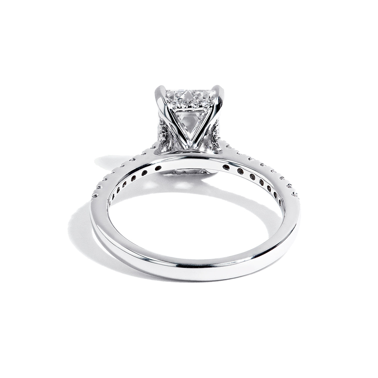 2.55 Carat Lab Grown Emerald Cut Pave Engagement Ring