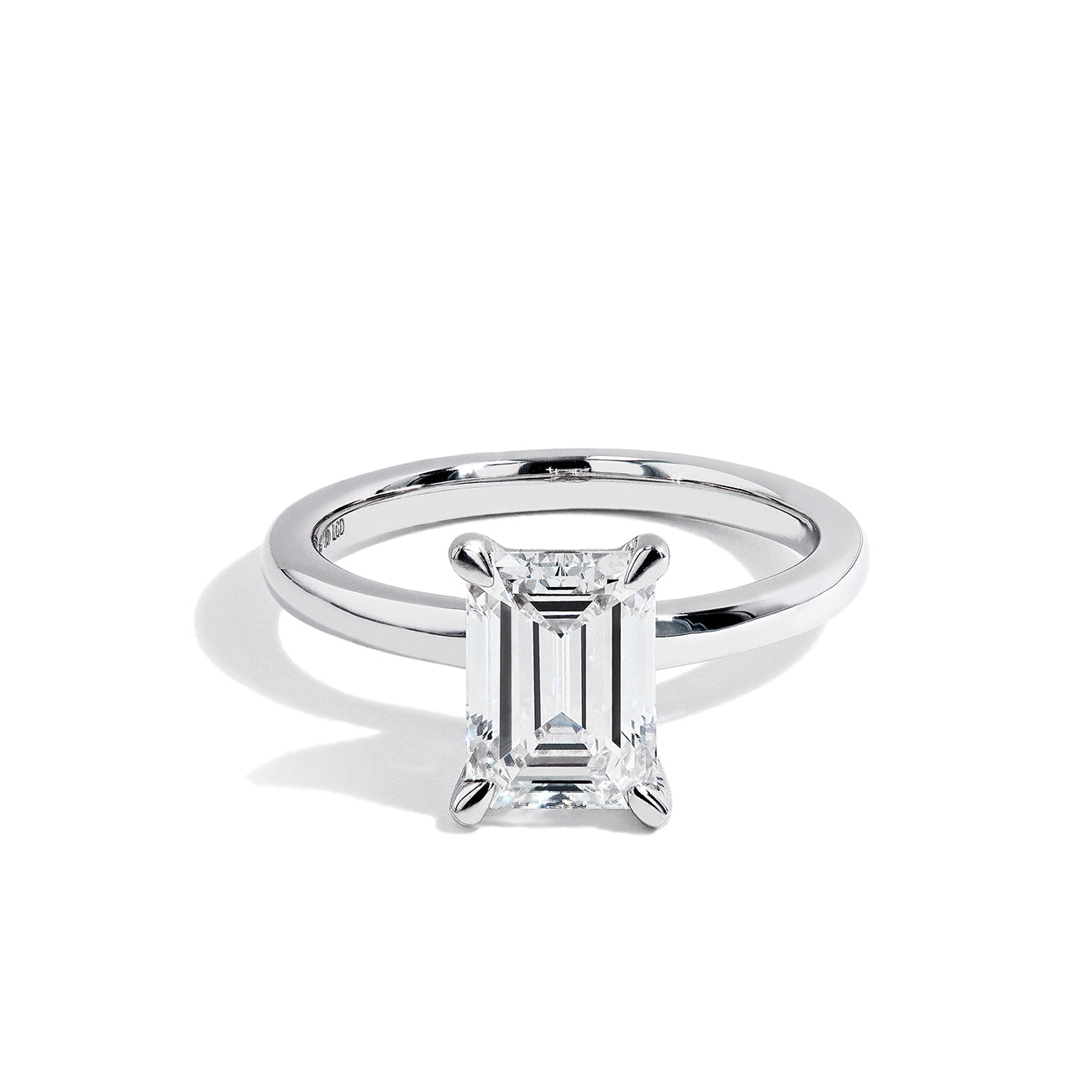 3.08 Carat Emerald Cut Lab Diamond Engagement Ring in White Gold