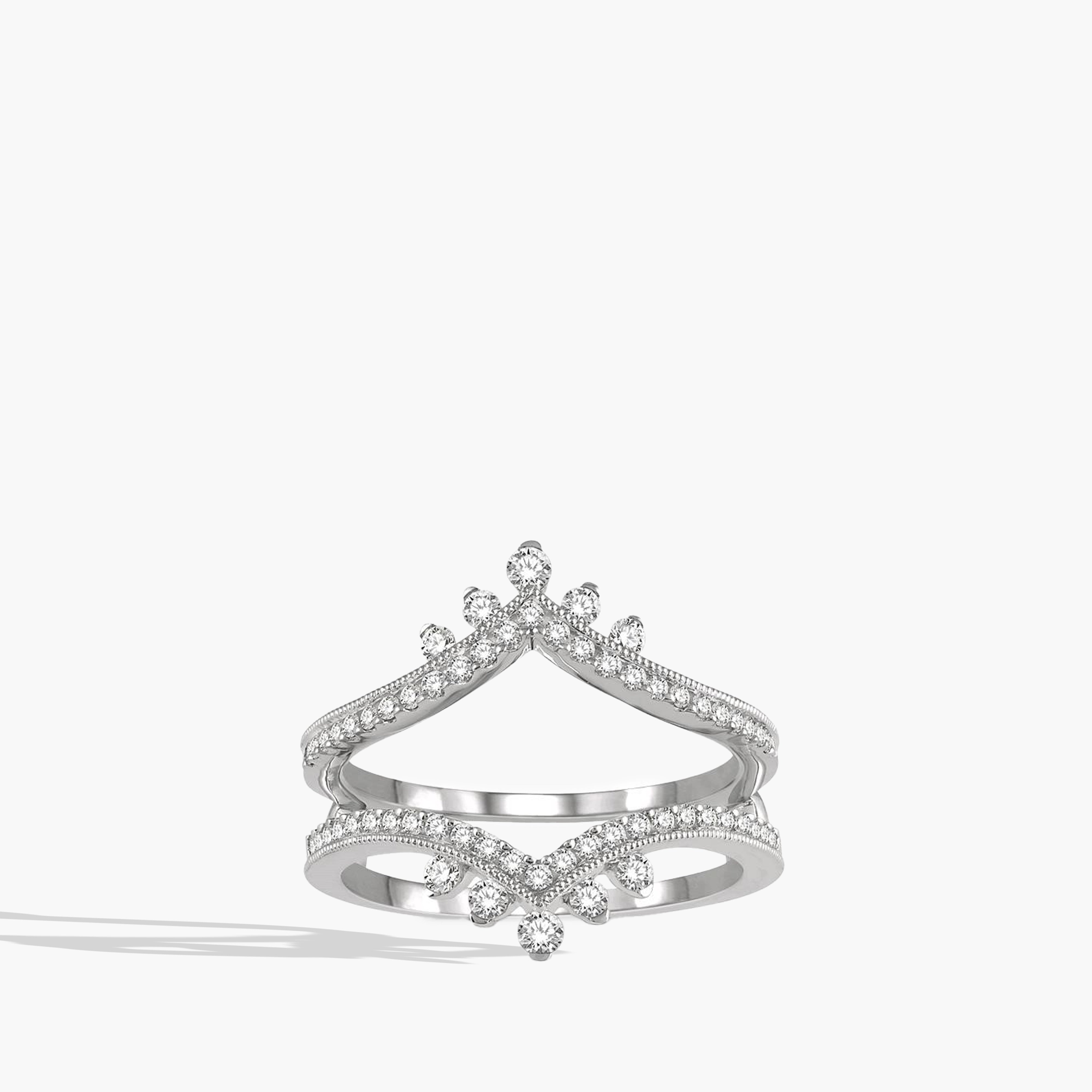 Diamond Chevron Insert Ring in 14K White Gold