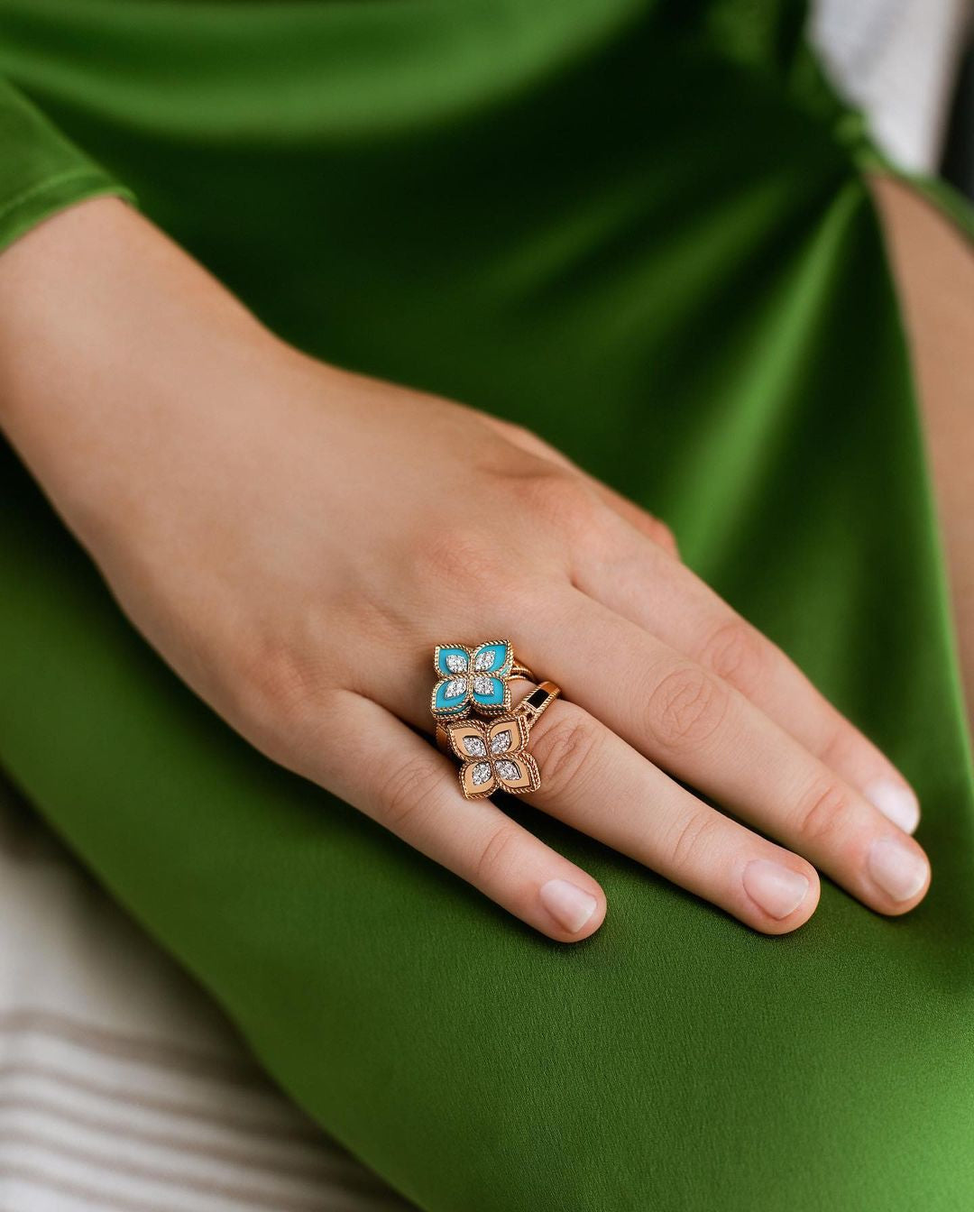 Roberto Coin Turquoise Venetian Princess Flower Ring