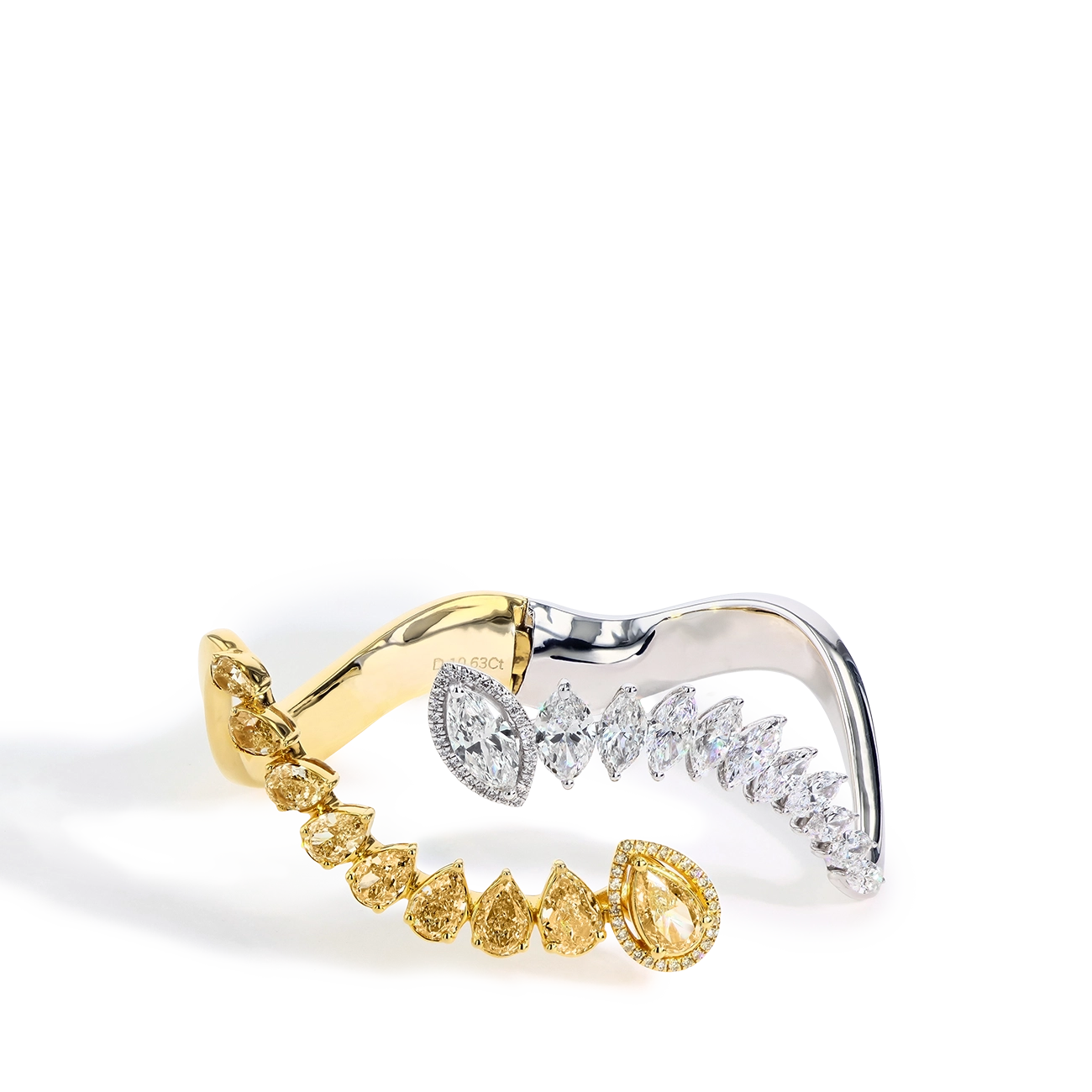 10 Carat Yellow and White Diamond Criss Cross Bangle