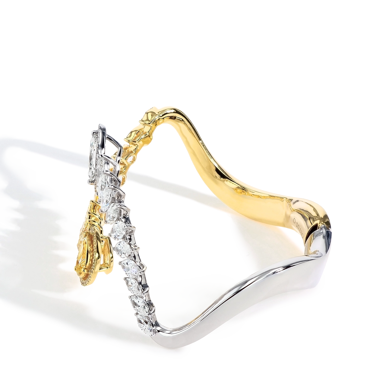 10 Carat Yellow and White Diamond Criss Cross Bangle