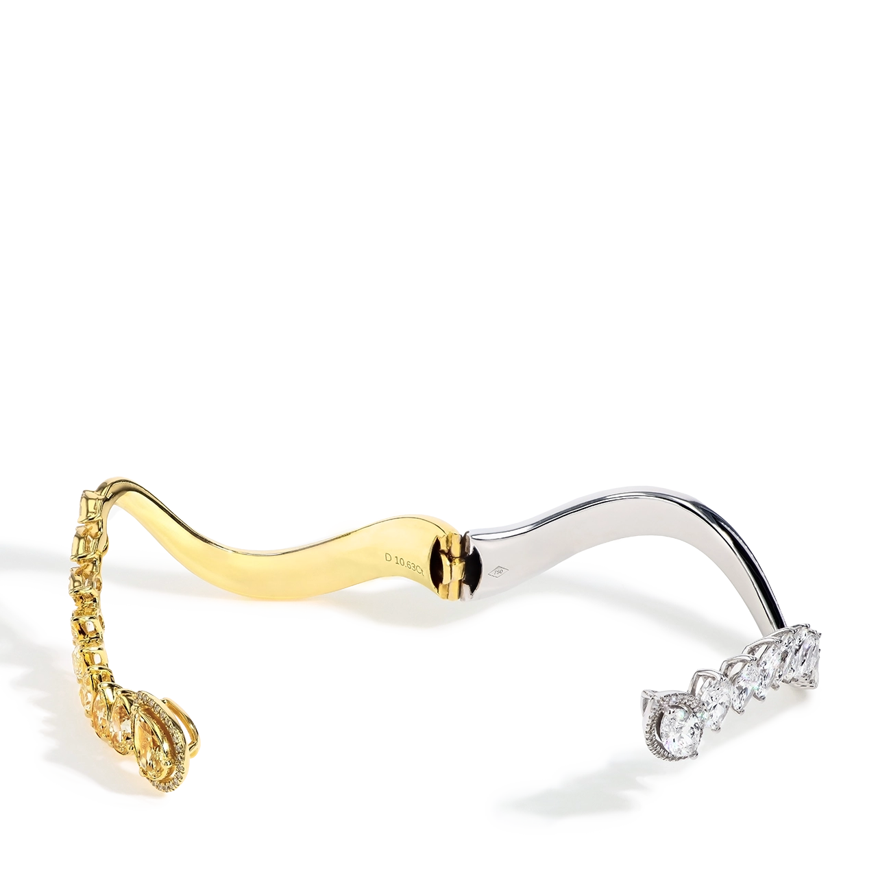 10 Carat Yellow and White Diamond Criss Cross Bangle