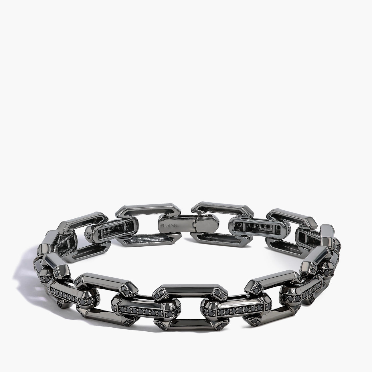Black Diamond Link Bracelet in 18K Rhodium-Plated Gold