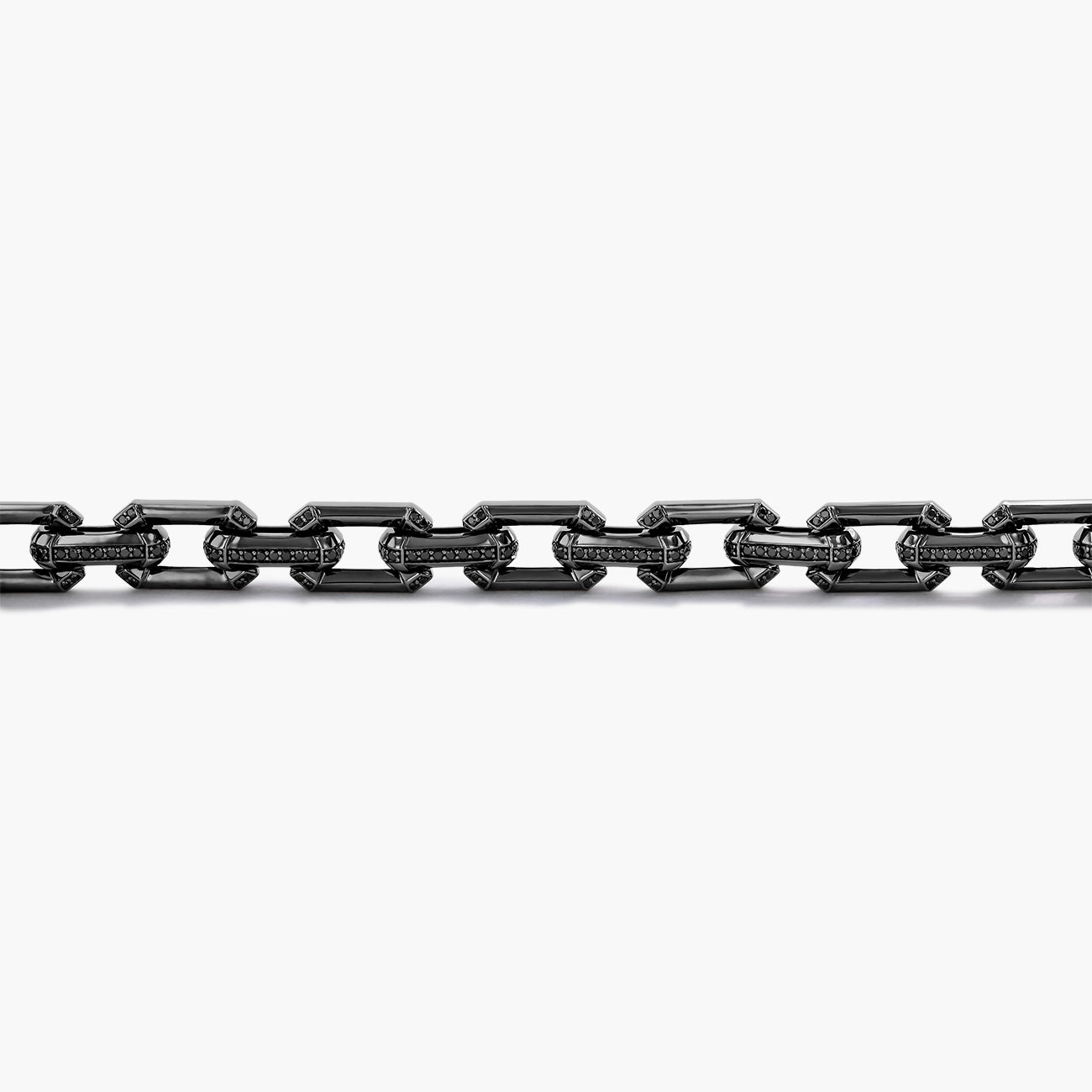 Black Diamond Link Bracelet in 18K Rhodium-Plated Gold