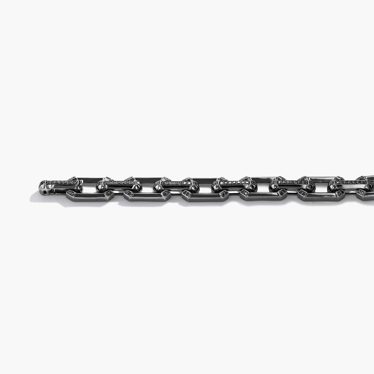 Black Diamond Link Bracelet in 18K Rhodium-Plated Gold