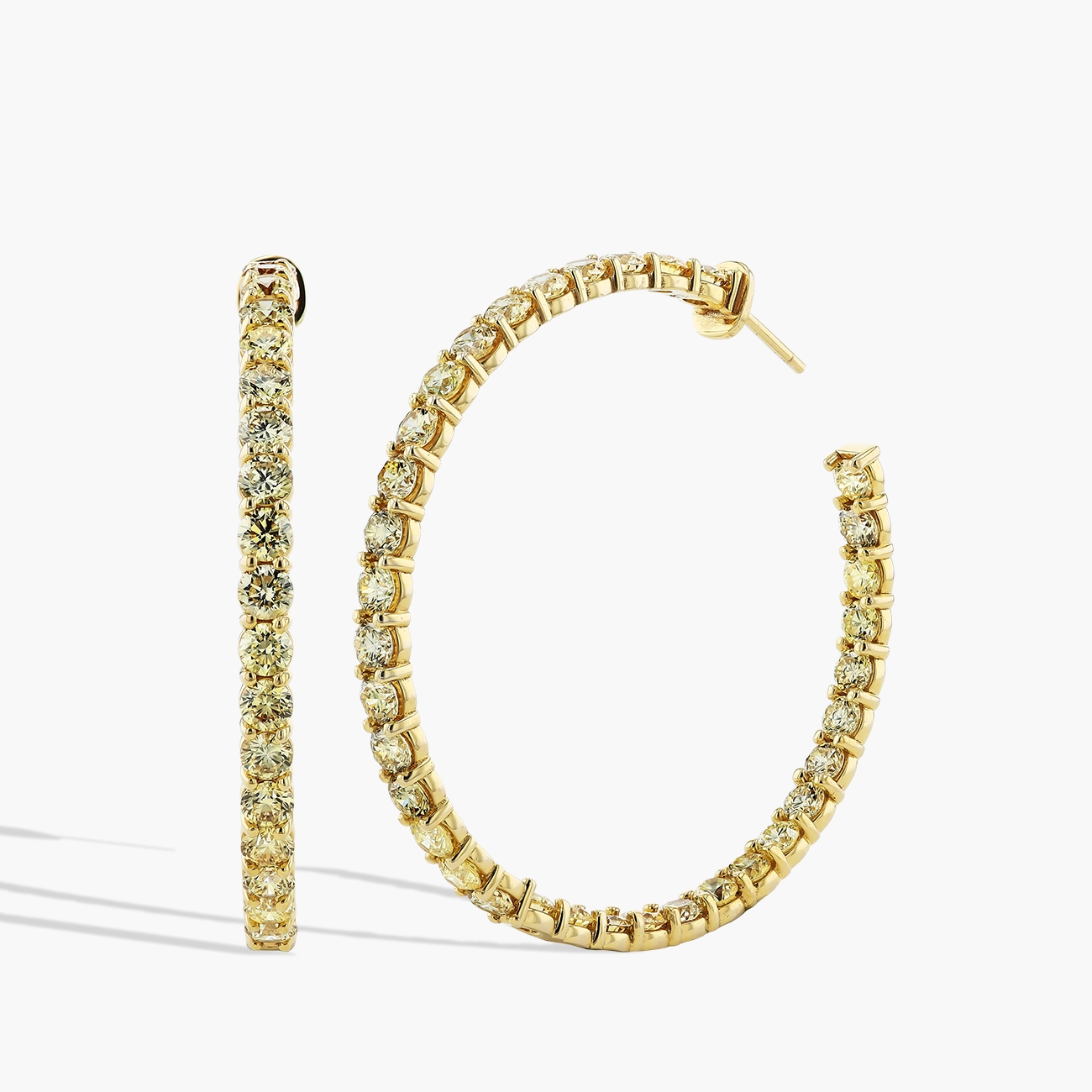 12 Carat Yellow Diamond Inside Out Hoop Earrings - 1.75