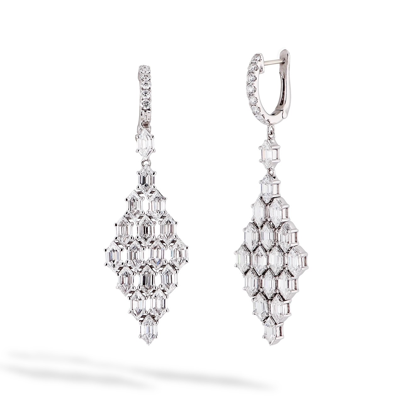 Diamond Hexagon Drop Earrings