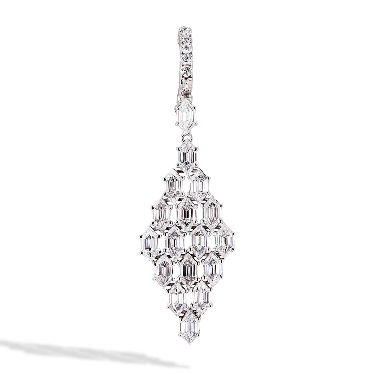 Diamond Hexagon Drop Earrings