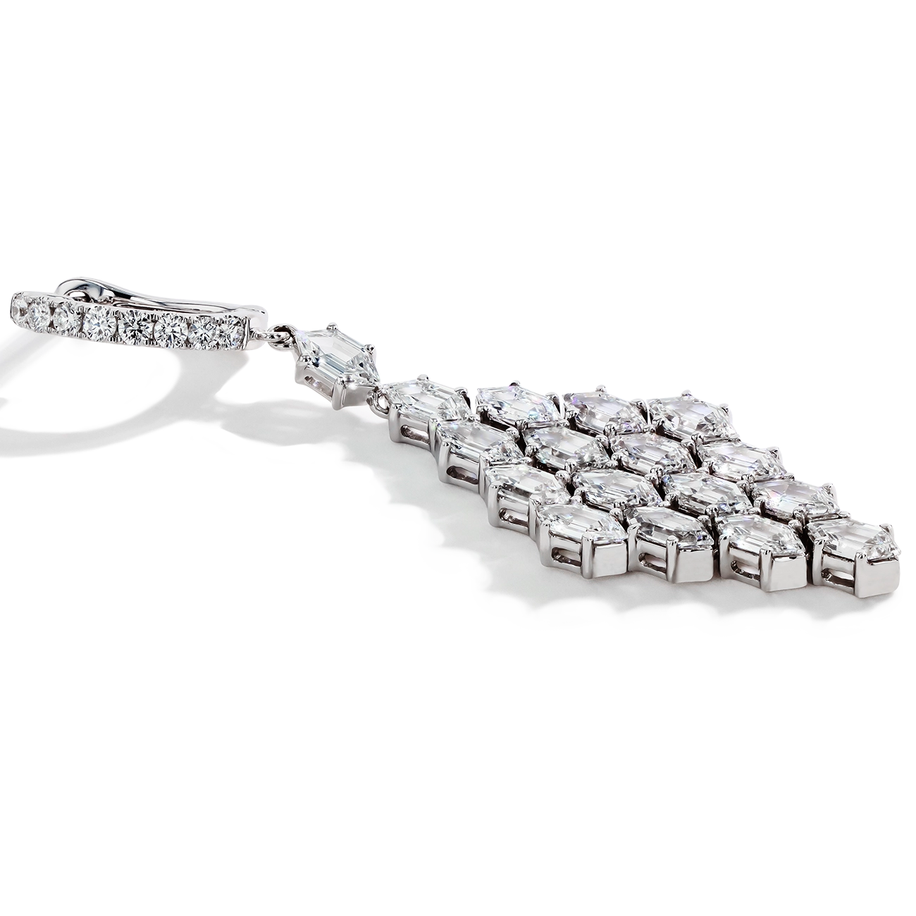 Diamond Hexagon Drop Earrings