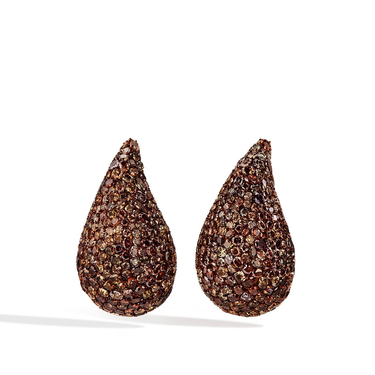 56 Carat Pavé Brown Diamond Earrings