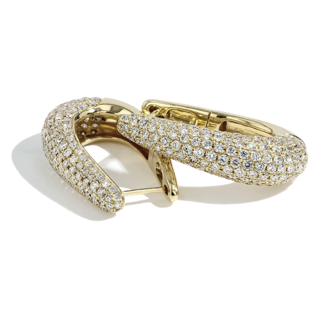 Diamond Pavé Halfway Hoop Earrings