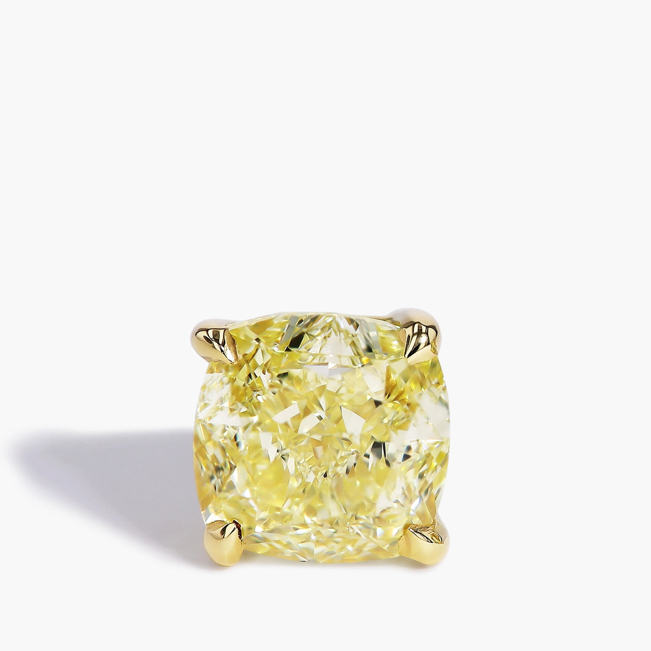 Fancy Yellow Cushion Diamond Stud Earrings in 18K Yellow Gold, 3.05ctw